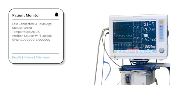 Patient monitor with tracker telematics