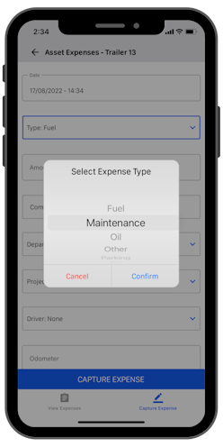 Expense tracking on the mobile app