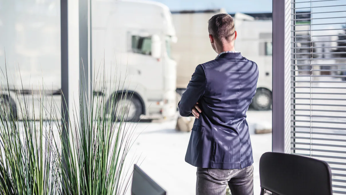 Fleet management looks at fleet of trucks