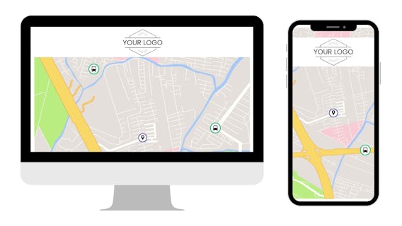 Shuttle bus tracking screenshot with custom logo